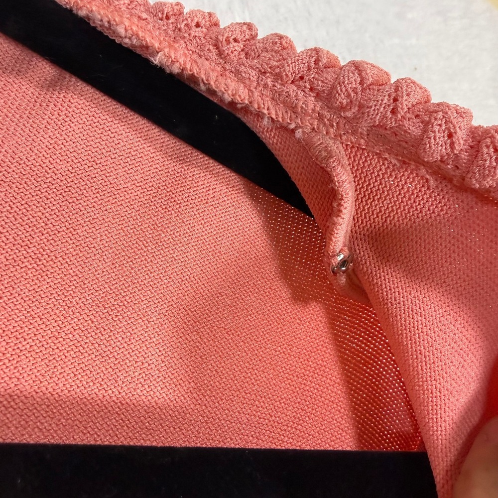 Due Per Due M Coral Pink Ruffle Cardigan Pearl Button‎ Fairy Coquette Valentines - Picture 11 of 12